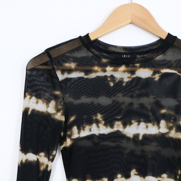 *Iris Black and Brown Mesh Long Sleeve Top - Picture 4 of 7